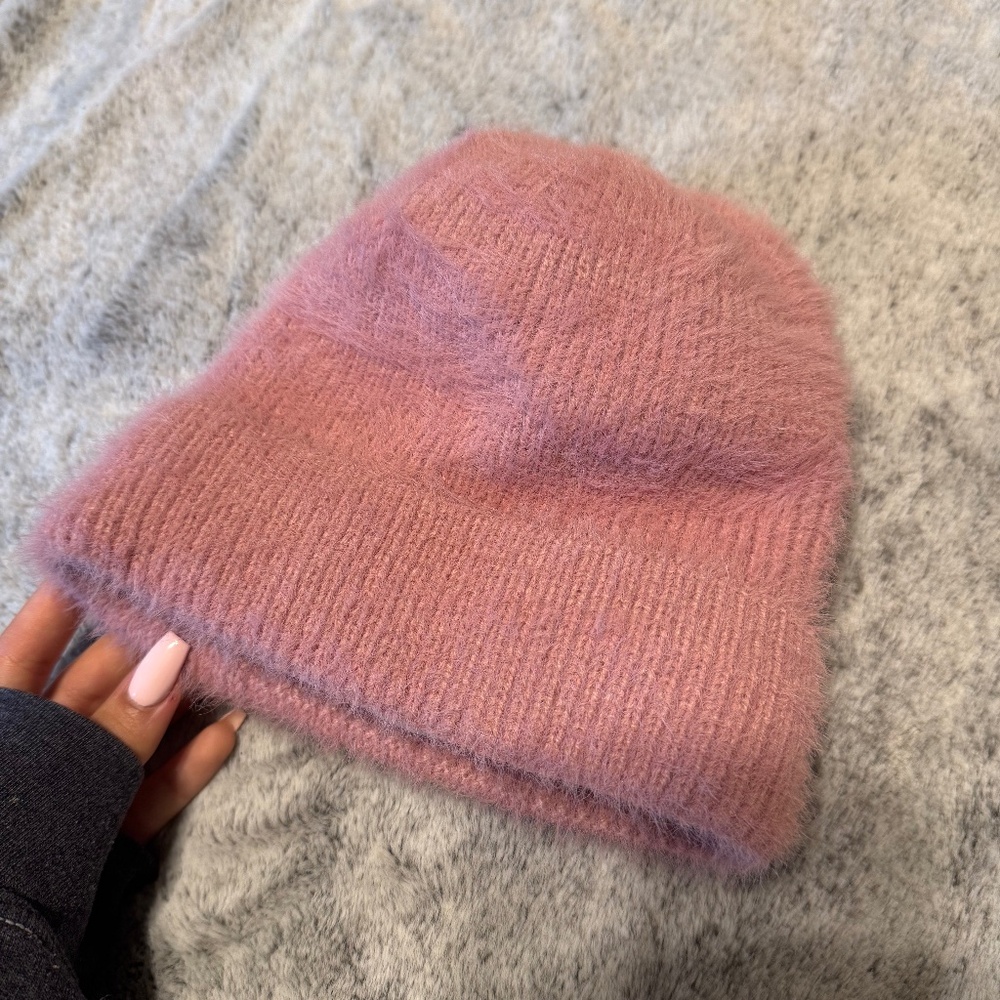Soft Fuzzy Pink Beanie